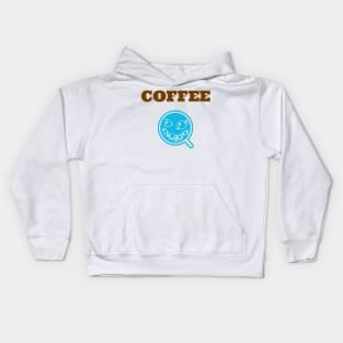 Coffee Themed Design with Smiley Cup Kids Hoodie